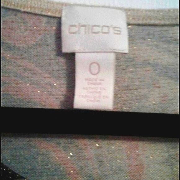 Chico's Boho Chic Cream Burgundy Abstract Floral Asymmetrical Top Fall - Picture 5 of 8